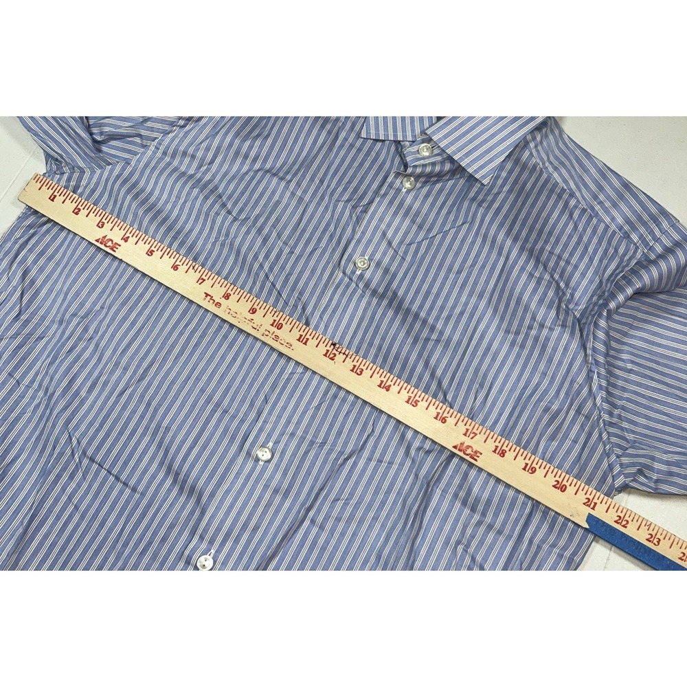 Eton Contemporary Button Up‎ Stretch Blue White Black Stripe Men's Sz 42  16.5 - Picture 5 of 7